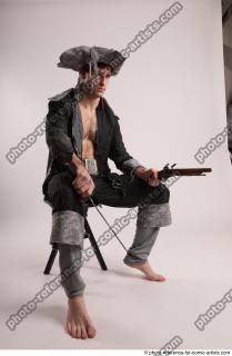 JACK PIRATE SITTING POSE WITH GUN AND DAGGER